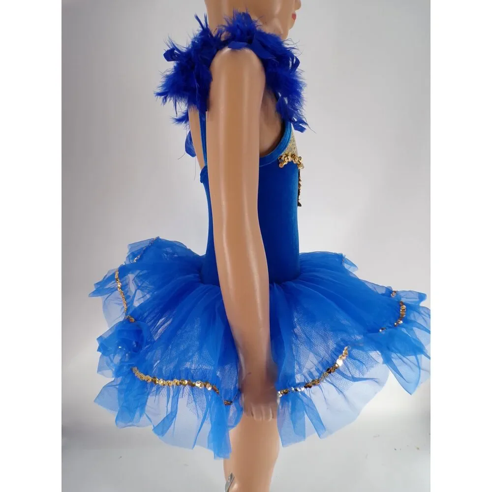 Pre-Owned Dance Costume Curtain Call E2592 XS Child Royal Blue Jazz